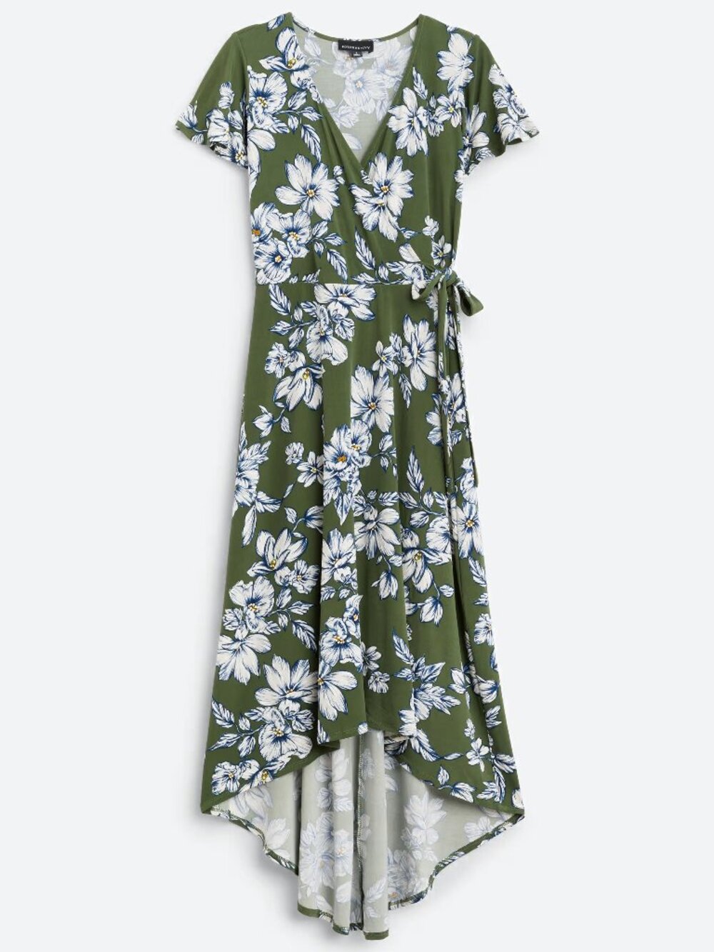 FORTUNE + IVY Green Floral Wrap Dress